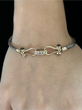 14k  Real Diamonds real solid yellow Gold and white Gold cable Bracelet​